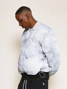 SUMWON Chaqueta de plumón de invierno de lujo, estilo bomber, con estampado de nube, ropa de calle con aislamiento, cremallera, ultra cálida, acolchada, estilo atlético, diseño moderno