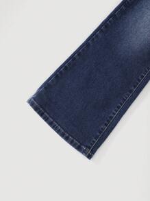 SHEIN Teen Girl Embroidered Sequin Decor Flare Leg Jeans, Casual Outfit - Dark Wash - View 5