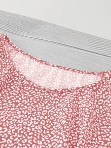 SHEIN LUNE Áo sơ mi tay ngắn cổ tròn in hình cỡ lớn, mùa hè - Hồng - Xem 3