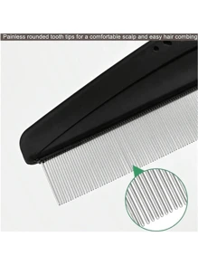 1PC Pieces Stainless Steel Fine & Wide Tooth Comb,High Strength Teeth Hair Combs, Professional Dandruff Combs Grooming Tool,Help Remove Lice And Dandruff - Multicolor - View 9