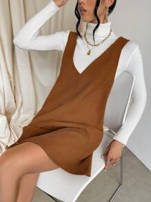 SHEIN Essnce Vestido de tirantes holgado de unicolor informal de verano para mujer