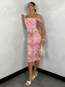 SHEIN BAE 浅黄色蕾丝连衣裙度假连衣裙夏装夏装春装淡黄色连衣裙沙滩女士连衣裙长沙滩裙夏季女士夏季服装/春装/情人节服装/狂欢节/海滩度假服装 - 粉色 - 查看 3