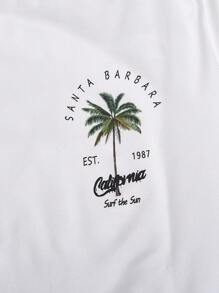 Tween Boy Casual Vacation Palm Tree Printed Short Sleeve T-Shirt - White - View 7