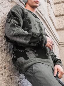 RueChic Men's Interesting Abstract Pattern Slim Fit Sweater - Grey - View 5