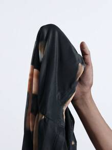 Maija Women's Black Pleated Tie-Dye Pattern Fashionable Versatile Sexy Fitted Long Sleeve Mini Dress, Suitable For St. Patrick's Day, Spring Festival, Music Festival, Autumn Outfit, Casual Black Dress - Black - View 9