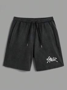 Manfinity VCAY Men's Casual Letter Print T-Shirt And Shorts Set, Summer
