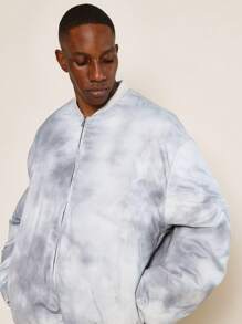 SUMWON Chaqueta de plumón de invierno de lujo, estilo bomber, con estampado de nube, ropa de calle con aislamiento, cremallera, ultra cálida, acolchada, estilo atlético, diseño moderno