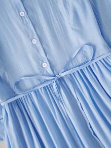 Franclia Váy maxi tay áo màu trơn 3/4 mùa hè dành cho nữ - Màu xanh nhạt - Xem 3