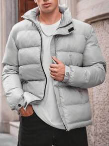 RueChic Men's All-Match And Minimalist Style Jacket With Adjustable Cuffs And Stand Collar - Grey - View 5