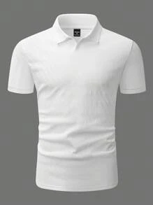 Manfinity Homme 男士夏季休闲纯色纹理 Polo 衫 - 白色 - 查看 4