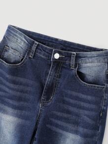 SHEIN Teen Girl Embroidered Sequin Decor Flare Leg Jeans, Casual Outfit - Dark Wash - View 7