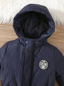 SHEIN 新生儿男/女宝宝可爱保暖字母印花加厚连帽连体衣套装，适合秋冬季户外活动、滑雪 - 彩色 - 查看 9