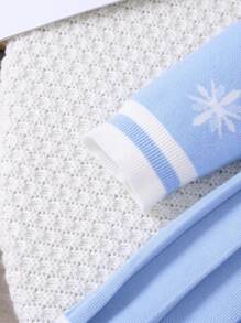 Young Girl Cute Blue Sweater Dress, Princess Style Cartoon Design Knitted Dress For Children, Suitable For Daily Wear, Outings, Autumn & Winter - Blue - View 6