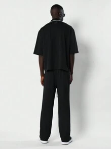 SUMWON Boxy Fit Shirt With Contrast Collar & Pocket Piping And Straight Fit Trouser With Side Panels & Pintucks 2 Piece Set