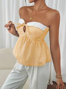 SHEIN Frenchy Top sans manches à rayures et imprimé pour femme en été, Top à rayures blocs de couleurs et imprimé pour femme, Top en corset, Vêtements pour la rentrée scolaire, Vêtements pour enseignants, Hauts américains, Style Old Money, Top pour enseignants, Tenue des années 70, Top Y2K