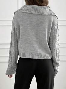 RueChic Cardigan col roulé motif torsade en tricot