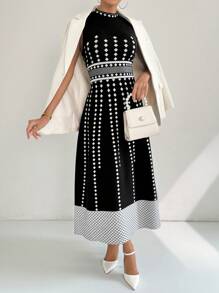 Modelyn 女式无袖几何图案长款毛衣裙，夏季 - 彩色 - 查看 6