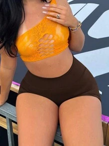 Quần short cargo cạp chun rộng kiểu Y2K, nâng mông và tạo dáng, phù hợp cho tập thể dục, thể thao và mặc thường ngày vào mùa hè. - màu nâu - Xem 3