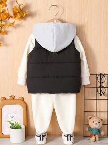2 piezas Conjunto chaqueta y pantalones de color liso para bebé niño - Albaricoque - Ver 2