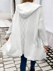 SHEIN Unity Áo len chui đầu dài tay có mũ trùm đầu cho nữ - trắng - Xem 2