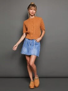 WESTFADE Minifalda de mezclilla de algodón 91% sin estiramiento premium - Azul - Ver 11