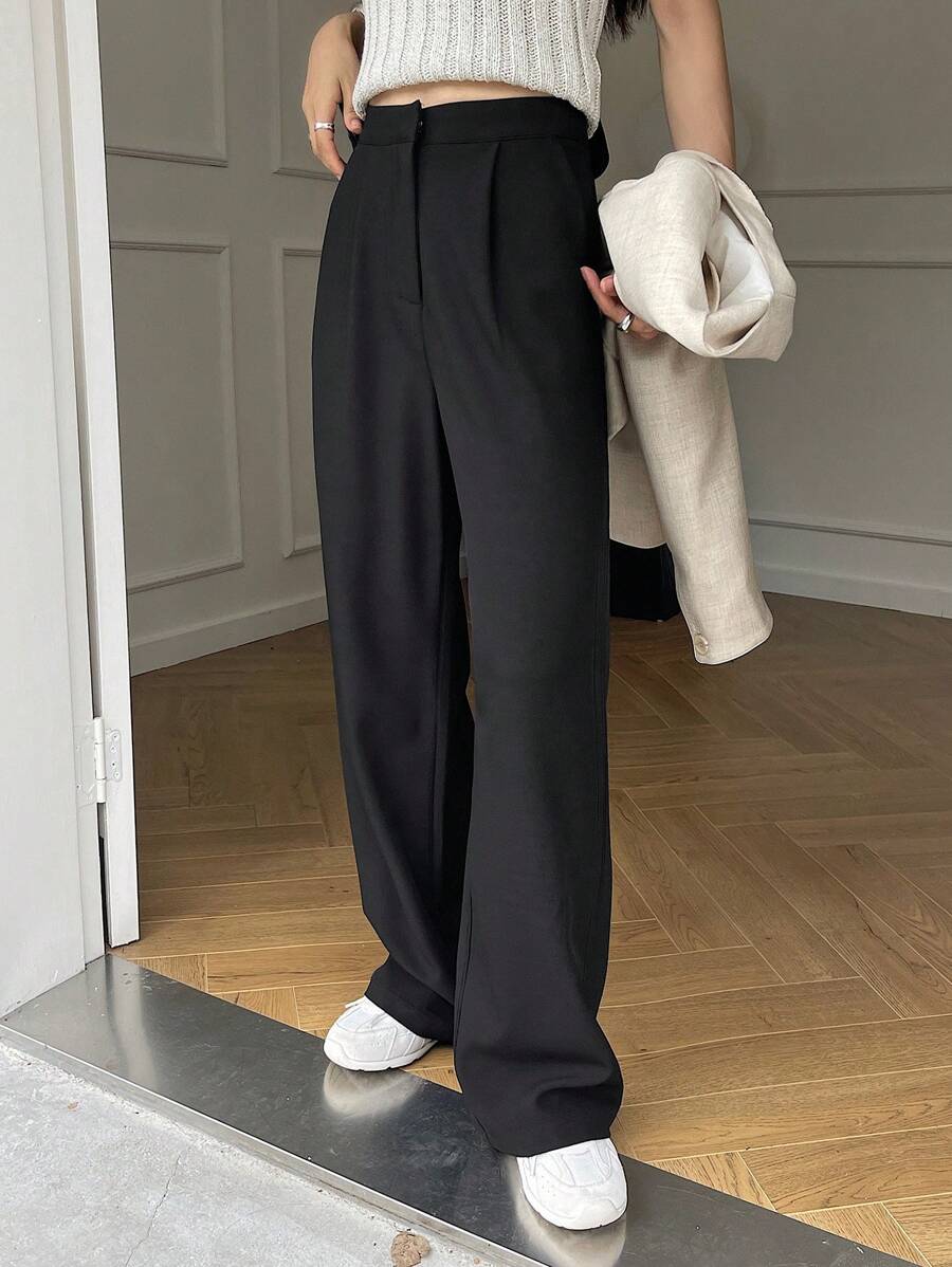 DAZY 女士纯色直筒商务休闲裤，女士正装裤秋冬