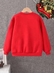 SHEIN 5 件装年轻男孩圣诞快乐字母彩色串灯印花羊毛运动衫，适合冬季假期家庭聚会，搭配母子装（单独出售）