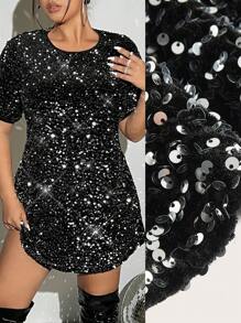 SHEIN ICON Plus Sequin Decor Dress, Summer