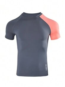 Manfinity Athleisure Boyfriend Style Men's Contrast Color Crew Neck Raglan Short Sleeve Casual Gym Sports T-Shirt