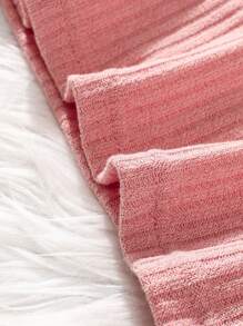 SHEIN Baby Girls' Plush Hooded Jacket & Ribbed Long Sleeve Casual Dress 2pcs Outfit, Autumn/Winter