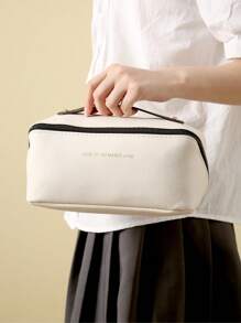 1 PIEZA Bolsa de almacenamiento multifuncional, bolso de maquillaje de PU, bolso de maquillaje organizador de gran capacidad para viaje, vacaciones, vuelta al colegio, regalo de Navidad, estilo bohemio