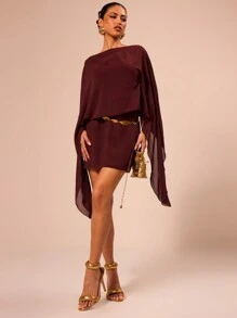 MUSERA Vestido mini con escote de barco y mangas, para vacaciones de verano, estilo boho elegante, relajado y recogido, lindo y sexy, ideal para vacaciones, festivales y conciertos en Ibiza
