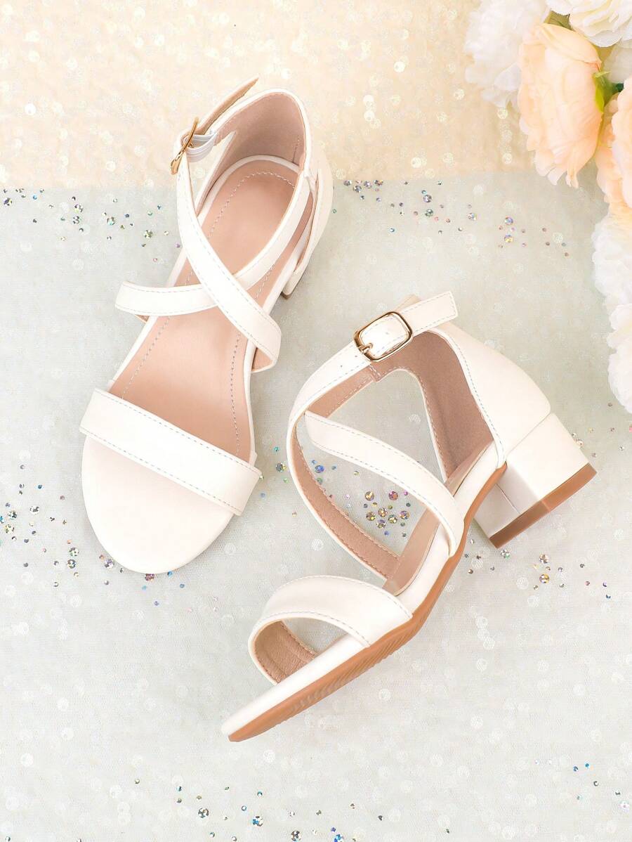 Summer Outdoor Party Dress With White Fashionable Classic Children's High-Heeled Sandals