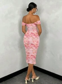 SHEIN BAE 浅黄色蕾丝连衣裙度假连衣裙夏装夏装春装淡黄色连衣裙沙滩女士连衣裙长沙滩裙夏季女士夏季服装/春装/情人节服装/狂欢节/海滩度假服装 - 粉色 - 查看 2