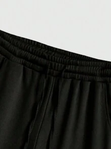 Manfinity Roughcore Plus Size Men's Graphic Dragon & Text Print Contrast Color Drawstring Black Sweatpants - Multicolor - View 4