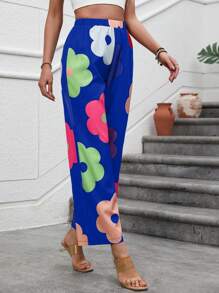 EMERY ROSE Women's Casual Floral Print Straight Leg Pants