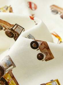 Cozy Pixies 2 Stücke/Set Baby Jungen Cartoon Auto Muster Weicher Gestrickter Rundhals Kurzarm Top und Lässige Shorts