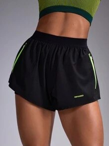 Powerista Women's Contrast Color Pockets Design Casual Outdoor Daily Sports Shorts Comfy Short Sweater Shorts - Green - View 7