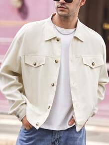 Manfinity VCAY Men's Loose Sweater Weave Shawl Collar Casual Jacket, Autumn - Apricot - View 1