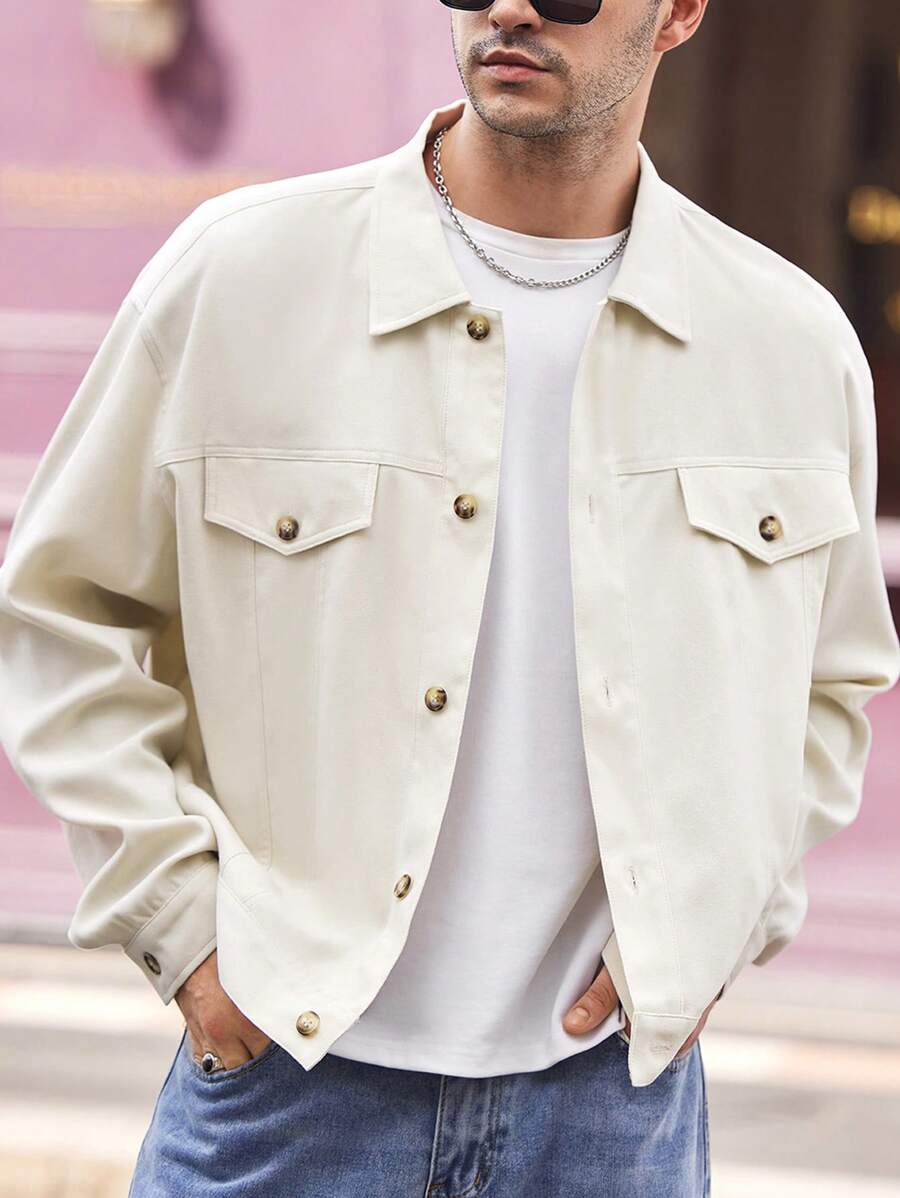 Manfinity VCAY Men's Loose Sweater Weave Shawl Collar Casual Jacket, Autumn - Apricot - View 1