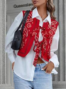 EMERY ROSE 女士时尚佩斯利印花系带夹棉外套冬季服装 - 彩色 - 查看 1