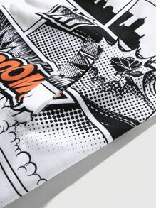 Manfinity LEGND 大码男式卡通印花拉链连帽休闲运动衫 - 白色 - 查看 4