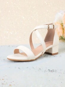 Summer Outdoor Party Dress With White Fashionable Classic Children's High-Heeled Sandals