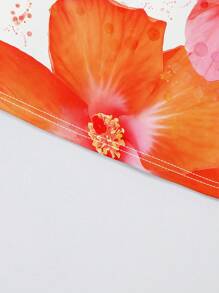 INAWLY Y2K Hibiscus Flowers Graphic Tube Top - White - View 4