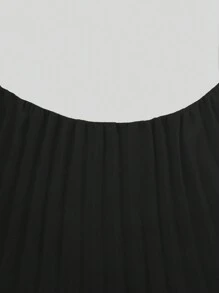 L'Amorae Neck Tie Pleated Dress
