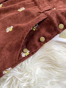 Soleia 大码度假女式休闲棕色灯芯绒可调节口袋肩带裤 - 棕色 - 查看 10