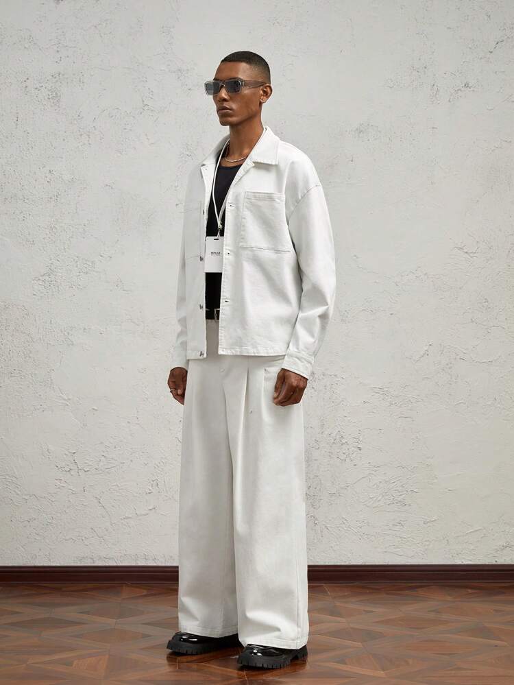 Jaqueta Casual Masculina de Caimento Solto com Lapela, Adequada para Primavera e Outono, para Outono e Inverno
