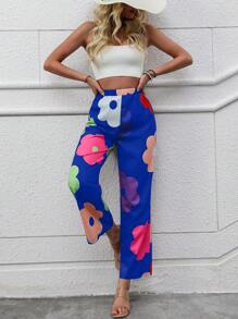EMERY ROSE Women's Casual Floral Print Straight Leg Pants