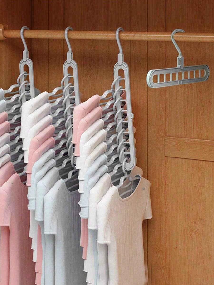 1pc Multifunctional Drying Rack, Home Use 9-Hole Folding Hanger Organization, With Multiple Hanging Parts For Clothes Storage Valentine DAY, Valentines Wedding, Birthday, Hangers, Home, Laundry, Hangers For Clothes, Hanger, Tools - Grey - View 1