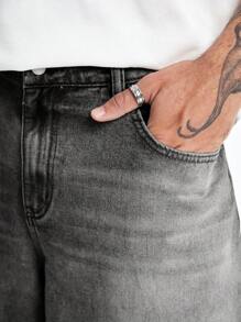 PAVTROS 男式基本款带口袋毛边牛仔短裤